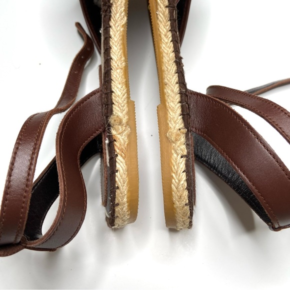 Burberry Tricolor Canvas And Leather Ankle Wrap Espadrille Flats Size 40 - Picture 12 of 16